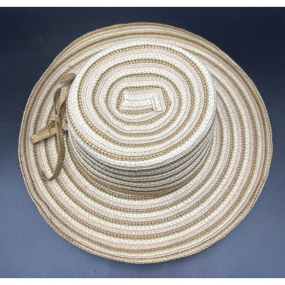 Jeff Gordon Inc Brown & Tan Women’s Straw Hat W/ Bow EUC - Picture 4 of 7